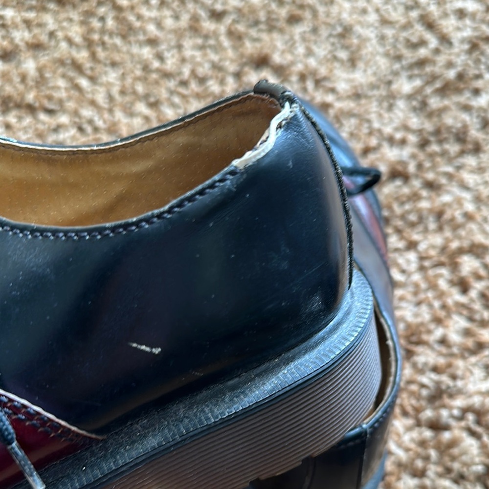 1990s Dr.Martens Black Blue and Red Leather Men’s Loafers Size 4 - Picture 8 of 9